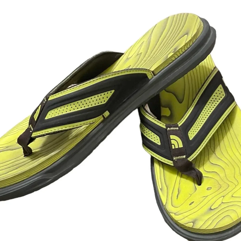 Men's THE NORTH FACE Sulfur Spring Green And Black Flip Flop Sandals Like New